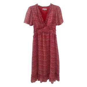 Elings Sheer Boho Midi Dress Flowy Leopard Print Women’s Medium